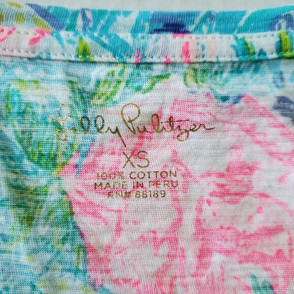 Lilly Pulitzer Etta Floral Beachy Coastal 3/4 Sleeve Top XS NWT - Picture 6 of 10